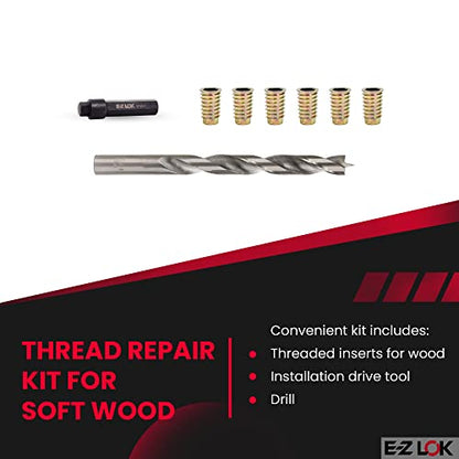 E-Z Hex Thread Repair Kit for Soft Wood Flanged Threaded Inserts 5/16-18 x 22mm, Drill, Installation Tool - size: M8-1.25 x 25mm, style: Flanged