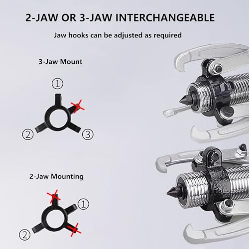 Separate Hydraulic Gear Puller, 5/10/15/20/30/50 Tons, with Hand Pump, for Separating Tools in Confined Spaces, 2 or 3 Jaws, Vertical and Horizontal(50T) - size: 50T