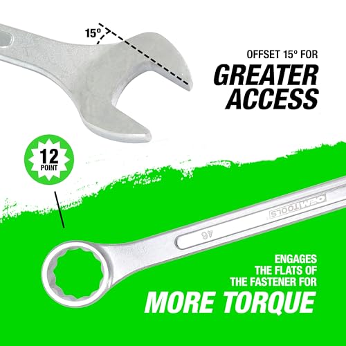 OEMTOOLS 22136 46mm Jumbo Combination Wrench, Chrome Plated, Raised Panel Design, Metric - size: 46mm