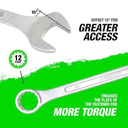 OEMTOOLS 22136 46mm Jumbo Combination Wrench, Chrome Plated, Raised Panel Design, Metric - size: 46mm