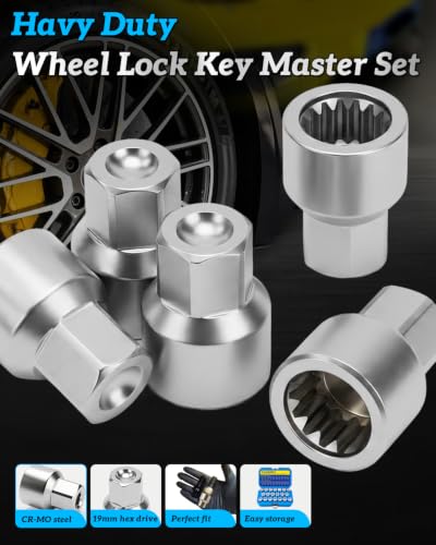 Wheel Lock Removal Kit for Porsche & VW Touareg | 20PCS Anti-Theft Lug Nut Key Socket Set,Master Key for Lost Wheel Lock Keys