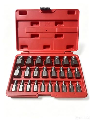 FLZOSPER 25-Piece Multi-Spline Screw Extractor Set, CR-MO Steel Easy Out Bolt Remover Kit for Broken Studs, Damaged Bolts & Socket Screws Removal
