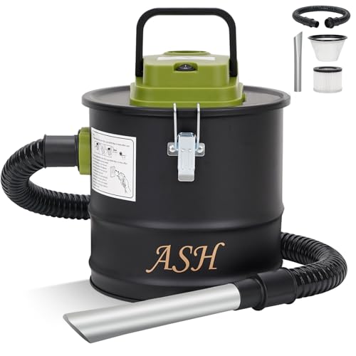 Ash Vacuum Cleaner -2.6 Gallon Fireplace Ash Vac with 800w Powerful Hose Non-Woven Dust Separator | Dry Stove Vacuum for Fireplaces Pellet Grill Wood Stove Fire Pits Green - color: Green, size: 10L (2.6 gallons)