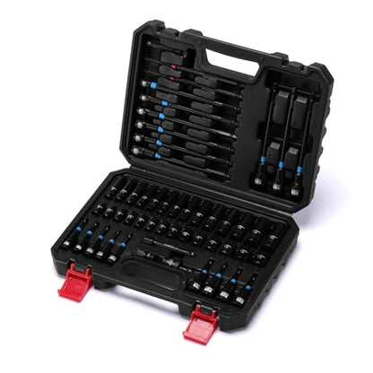 CASOMAN 52-Piece 1/4" Magnetic Nut Driver Set & 1/4" Dr. Shallow and Deep Impact Socket Set, Metric, Includes Adapter, Extension Bar, Universal Joint and Long Impact Bit