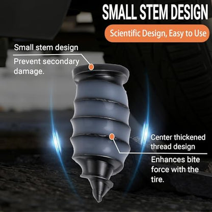 Spiral Rubber Tire Repair Nails, 100 PCS, Black Universal Puncture Repair | for Car Truck Motorcycle Tractor