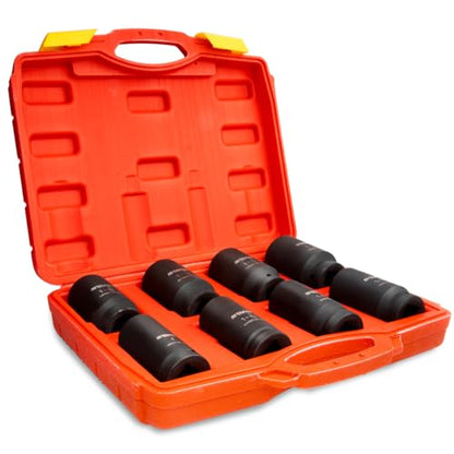 Stark USA 9 Pieces 3/4" Drive Deep Impact Jumbo Assortment Socket Set Cr-V Socket Set SAE 6-Point Flank Sockets (1" inch to 1-1/2" inch) - style: 9 PCS SAE Deep Socket Set (1‘’ to 1-1/2‘’)