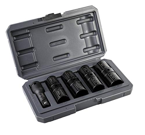 ARES 59010-5-Piece 1/2-inch Drive Lug Nut Flip Socket Set - Includes 17mm, 19mm, 21mm, 22mm Metric Sizes & 3/4-Inch, 13/16-Inch, 7/8-Inch, 15/16-Inch SAE Sizes - Impact Grade Chrome-Moly Steel - size: 5pc SAE and Metric Set