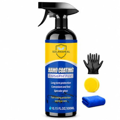 Nano Ceramic Coating Spray Kit, Quick Hydrophobic Car Wax Polish, High Gloss Paint Sealant, Scratch Repair UV Defense, Sponge, Microfiber Towel & Gloves for Cars SUV Motorcycles