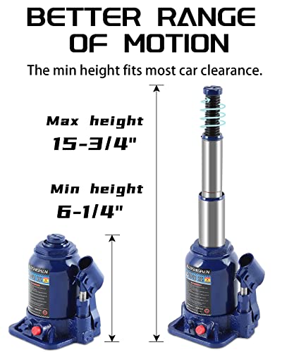 BAOSHISHAN 6 Ton Double Ram Bottle Jack 6.3" to 15.75" Lift Range | Heavy-Duty Hydraulic Lifting, Welded Steel Frame, Built-in Safety Valve, for SUV Truck RV - size: 6 Ton without Case