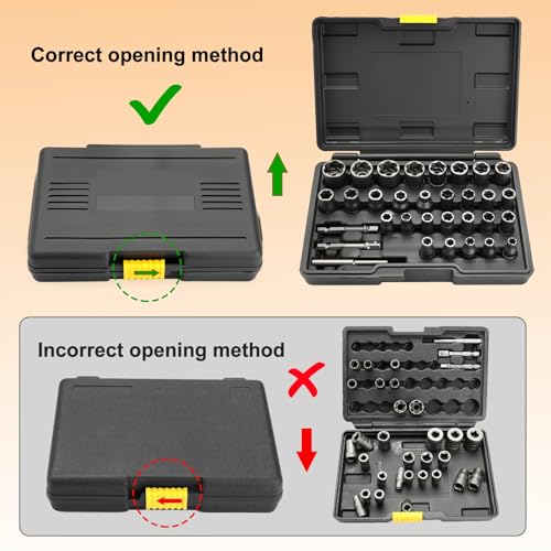 Eapele Bolt Extractor Set, Stripped Nut Remover Twist Sockets, Fit 3/8" Square Drive with Solid Storage Case (32pcs, Black) - size: 32pcs