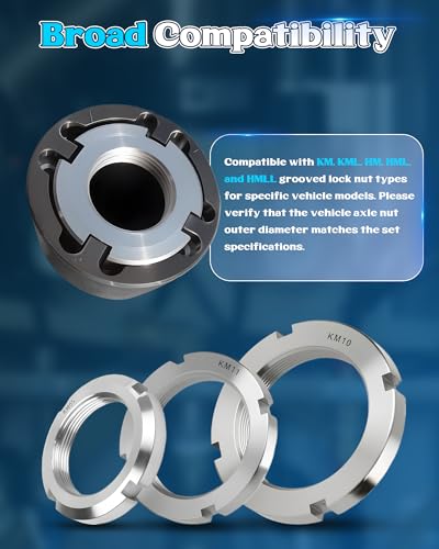 13PCS Heavy Duty Grooved Lock Nut Sockets with 1/2'' KM0-KM12 Spindle Nut Socket Kit with Internal Teeth for Removing & Installing Automotive Axle Lock Nuts Compatible with KM KML HM HML HMLL