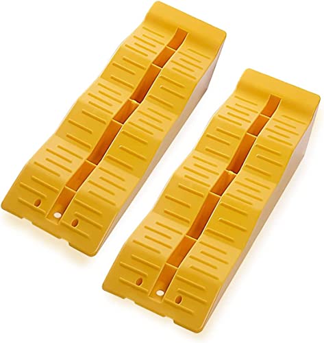 ZONETECH Automotive Leveling Ramps- Premium Quality Camper Trailer SUV Car Wheel Chocks, Leveler, Stabilizer on Uneven Ground- Great for Raising Auto - color: Yellow