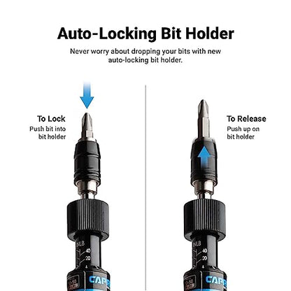 Capri Tools CP21075 Certified Limiting Torque Screwdriver Set, Small, Black, 10-50 in-lbs / Manual - size: 10-50 in-lbs / Manual
