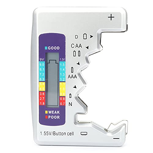 AUNMAS Digital Battery Tester with LCD Display, Universal Battery Capacity Analyzer and Checker for AA/AAA/C/D/9V 1.5V Batteries