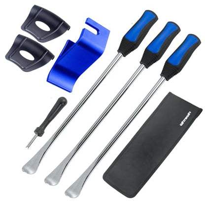 Motorcycle Tire Spoon Kit Dirt Bike Lawn Mower Tire Changer Tire Removal Tool with Bag 3x14.5 inchTire Irons and 2 Rim Protector1 Tire Bead Holder Tool - color: blue