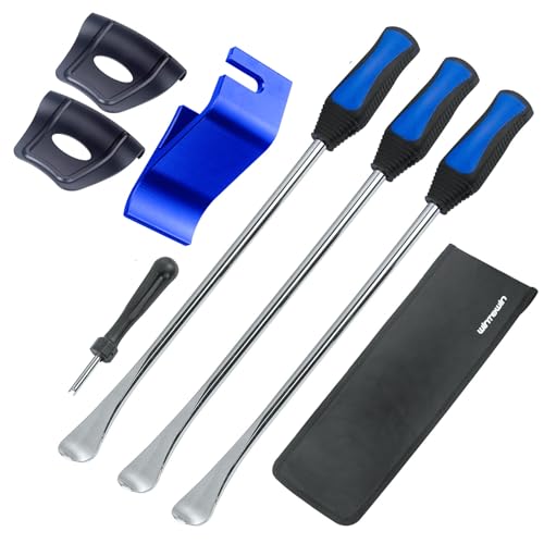 Motorcycle Tire Spoon Kit Dirt Bike Lawn Mower Tire Changer Tire Removal Tool with Bag 3x14.5 inchTire Irons and 2 Rim Protector1 Tire Bead Holder Tool - color: blue
