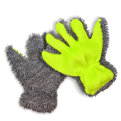 Car Wash Mitt Microfiber Scratch Free,Premium Chenille Ultra-Soft Car Wash Gloves,Thickened Inside Coated Swirl-Free Finish 5-Finger Design Detailing for Cleaning Car Wash Brush,2-Pack Green - color: Car Wash Mitt Green 2p