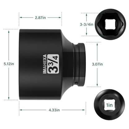 1" Drive Shallow Impact Socket,3-3/4 Inch SAE Jumbo Socket,CR-MO 6 Point for Easy Removal of Large Axle Nut（SAE) - size: 1 Inch Shallow 3-3/4", style: 1"Drive Shallow Impact Socket