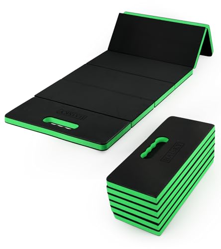 Foldable Mechanic Mat Kneeling Pad, 1.2" Extra Thick Density EVA Foam Portable 5-Fold Kneeling Mat, 47" x 18" for Working under Car, Gardening, Yardwork, Workshop Repairing, Camping - color: GREEN & BLACK