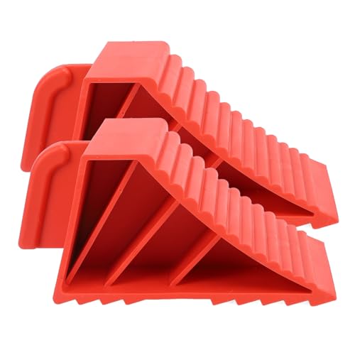 Heavy Duty Wheel Chocks 2 Pack | Slip Sturdy Solid Rubber for Car/Truck/RV | Red Wheel Stoppers for Parking Assurance