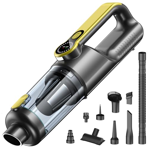 18000Pa Cordless Handheld Car Vacuum Cleaner – 35-Min Runtime, LED Light & LCD Screen, 2-in-1 Blower Function – Lightweight 1.1lb Portable Vacuum for Pet Hair, Home & Car Interior (Gold) - color: Gold