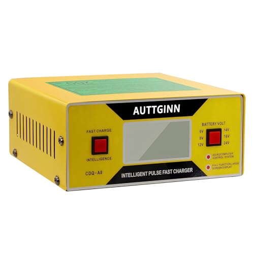 8 Volt Golf Cart Battery Charger 0-14A,6/8/12/14/16/24V Battery Charger Smart Adjustable Car Battery Charger with Upgraded Cable Clamps, Smart Trickle Charger,Battery Maintainer for Car,RV - color: yellow