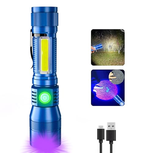 AdamStar Black Light Flashlight, 3 in-1 Rechargeable Flashlights, UV Light Magnetic LED Flashlight High Lumens, 7 Mode Camping Waterproof Flashlight for Pet Urine Detection (1pack Blue) - color: 1pack Blue