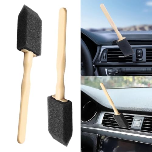 Auto Detailing Brush Kit Soft Bristles Air Conditioner Vent Cleaner For Car Interior Dusting Dashboard Cleaning Tool Black 14cm(2Pcs) - size: 2Pcs