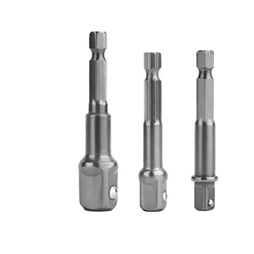Impact Socket Adapter Set for Drill - 1/4 3/8 1/2" Impact Grade Driver Bit Set Extension Bit with Holder Ratchet Wrench Nut Hex Drive Adapter - color: 3*grey