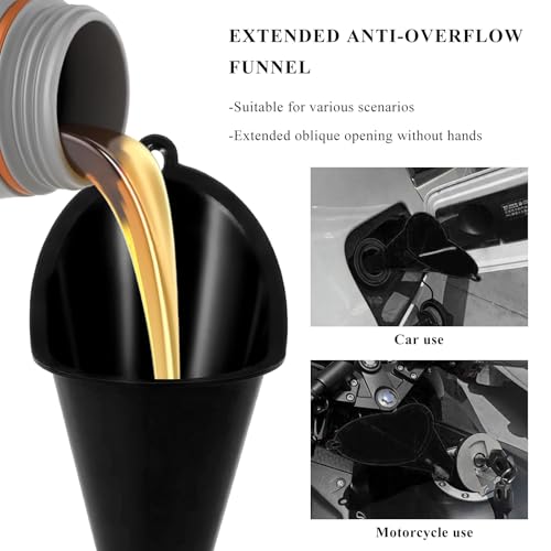 2 PCS Oil Funnel, Multi-Purpose Plastic Long Neck Oil Funnel, Automotive Use Funnels for Filling Oils Lubricants Water Diesel, Kitchen Funnels for Filling Bottles Jars (Black) - color: Black, 2 PCS