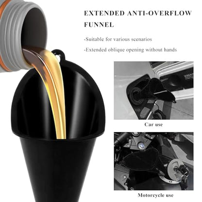 2 PCS Oil Funnel, Multi-Purpose Plastic Long Neck Oil Funnel, Automotive Use Funnels for Filling Oils Lubricants Water Diesel, Kitchen Funnels for Filling Bottles Jars (Black) - color: Black, 2 PCS