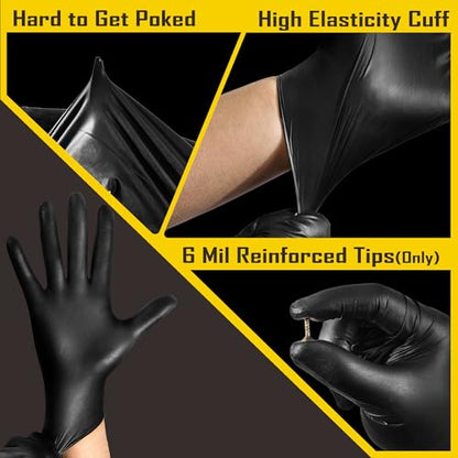 COOLJOB 5 Mil Black Disposable Nitrile Gloves for Men, Heavy-Duty for Household Cleaning, Cooking, Working, Powder Free, S-XL - size: Medium (Pack of 100)