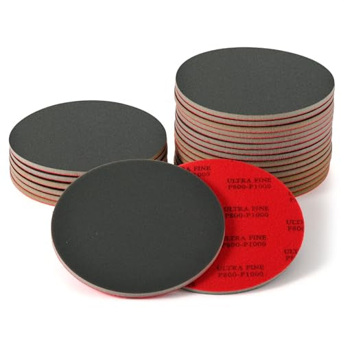 MAXMAN 18pcs Foam Sanding Pads, 5 Inch Bowling Sanding Pads, 800-1000 Grit Sanding Sponge Set, Reusable Wet Dry Sandpaper Block for Random Orbital Sander, Wood, Metal, Auto Polishing & Curved Surfaces - size: 5 inch, style: 800-1000 Grit
