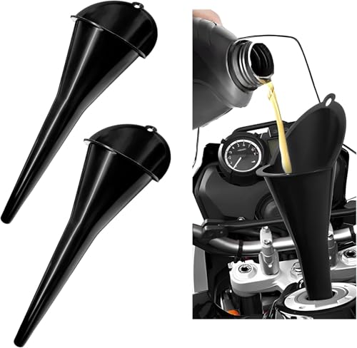 Long-Neck Oil Funnel for Automotive – Multi-Function Plastic Funnel for Oil, Gas & Lubricants – Universal Car Accessory (Black (2-Pack)) - color: Black (2-Pack)