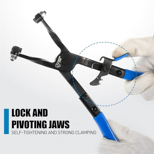 SMOTIVEPRO 11 Inch Hose Clamp Plier, Hose Clamp Tool with Locking Assist & Swivel Flat Band for Removal and Installation Spring Hose Clamps - size: 11in Hose Clamp Plier