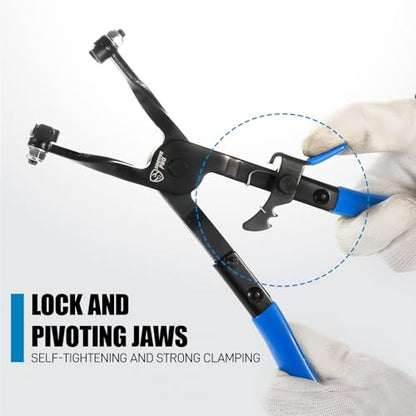 SMOTIVEPRO 11 Inch Hose Clamp Plier, Hose Clamp Tool with Locking Assist & Swivel Flat Band for Removal and Installation Spring Hose Clamps - size: 11in Hose Clamp Plier