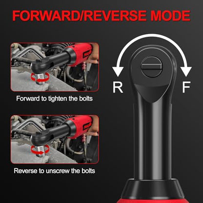 FULLYEA Electric Ratchet Wrench Set,12V Cordless Ratchet Wrench 3/8", 400 RPM Power Ratchet Tool Kit with LED Light, 7 Sockets, 1/4" adapter, 2 Packs 2000mAh Battery and Fast Charger