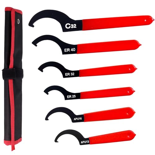 Poweka Coilover Spanner Wrench Set 6PCS Universal Shock Adjustment Tool | Steel Hook Wrench Set for Coil Over Suspension Adjustment and Motorcycle Shock Settings, Universal Spanner Tools