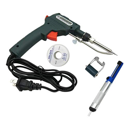 Upgrade Soldering Iron Kit, 60W110V Internal Heat Hand Feed Tin Gun with Solder Wire, Tweezers, Soldering Iron Stand, Desoldering Pump for Wire Diameter 0.5mm-1.2mm Electronic Repair By KOGUNXU