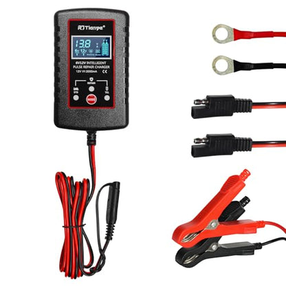 Car Battery Charger, 6V/12V Smart Pulse Battery Repair & Desulfator with ASE Adapter Cable, Intelligent Automatic Trickle Charger Maintainer for Car Truck Motorcycle Marine