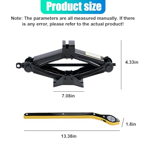 2PCS Car Scissor Jack Kit, Heavy Duty Portable Car Lift Jacks Tool with 2 Ton/4,409 lbs Capacity, Universal Auto Tire Jack with Ratchet Wrench, Auto Emergency Accessories for Cars SUV MPV