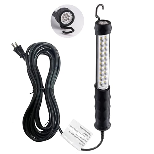 LED Trouble Light with Corded(25FT), Drop Lights Automotive with Magnet, Swivel Hook, Flashlight, ETL Listed, 16 AWG Work Light Suitable for Car Repair, Workshop Light, Machinery and Construction - color: Black-25FT