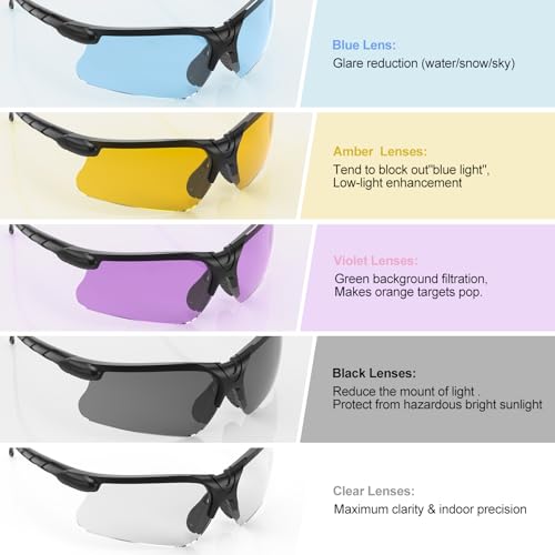 xaegistac Shooting Glasses with Case-Safety Glasses Anti Fog | Z87.1 Certificated Impact Resistance Safety Glasses for Hunting Shooting Sports - color: Blue Lens Black Fram
