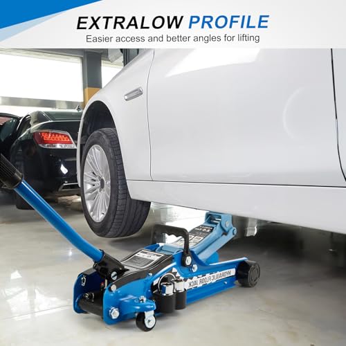 Floor Jack Kit 2.5 Ton (5,500 lbs) | Car Jack - Hydraulic Low Profile Trolley Jack - Tire Tool for SUV and Auto with Lug Wrench Blue - color: Blue