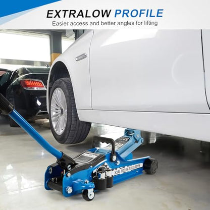 Floor Jack Kit 2.5 Ton (5,500 lbs) | Car Jack - Hydraulic Low Profile Trolley Jack - Tire Tool for SUV and Auto with Lug Wrench Blue - color: Blue