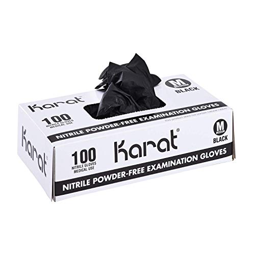 Karat Nitrile Powder-Free Gloves - color: Black, size: Medium