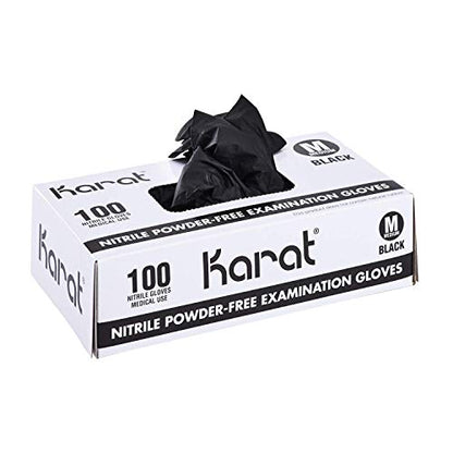 Karat Nitrile Powder-Free Gloves - color: Black, size: Medium