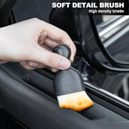 ThinkLearn Car Detailing Kit, Car Interior Detailing Kit, Including 7Pcs Auto Detailing Brushs and 200g Cleaning Gel (25% More Than 160g) Storage Bag, Car Accessories | Interior 3 Detail Brushes, 200g Gel, Boar Hair Fiber Synthetic, Long Hair Brush, Air V