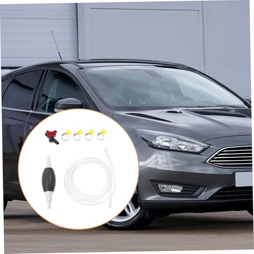 Manual Fuel Transfer Pump with Hose Hand Siphon Device for Cars Motorcycles and Fish Tanks Portable Oil Absorber Kit with Air Bulb and Clamps for Easy Manual Liquid Transfer