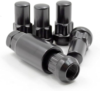 Wheel Accessories Parts 5 Locks + Key M14x1.5 14x1.5 Thread Closed End Bulge 1.65" Long Wheel Lock Black Dual Hex Key 13/16" and 3/4" Hex Fits Most Jeep Wrangler - color: Black